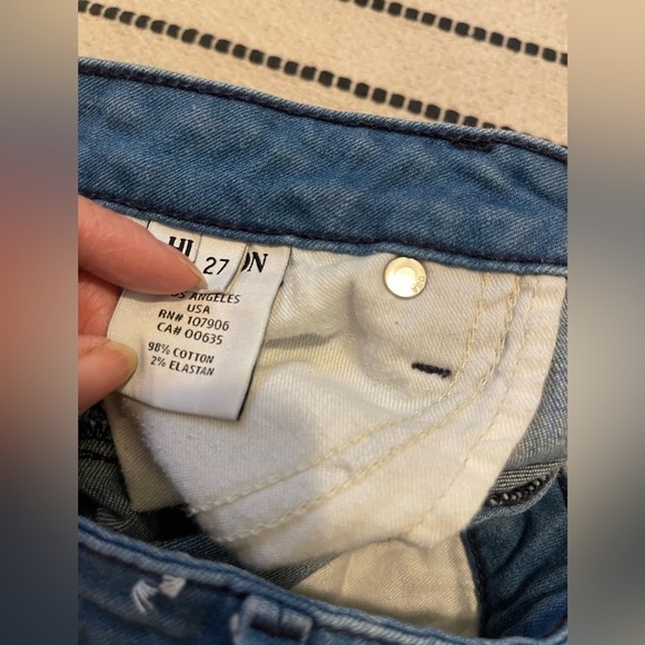 Hudson Denim Jean Shorts RN# 107906 Medium Wash Med Distressing USA Made Sz 27 - Picture 5 of 9